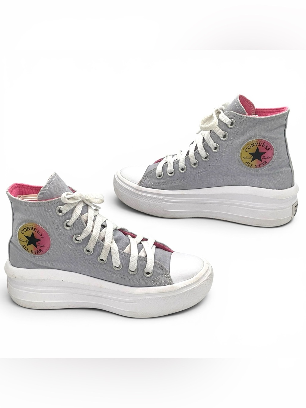 Converse Chuck Taylor Move High Top Platform Gray Pink Kids Size 4 - Picture 3 of 7